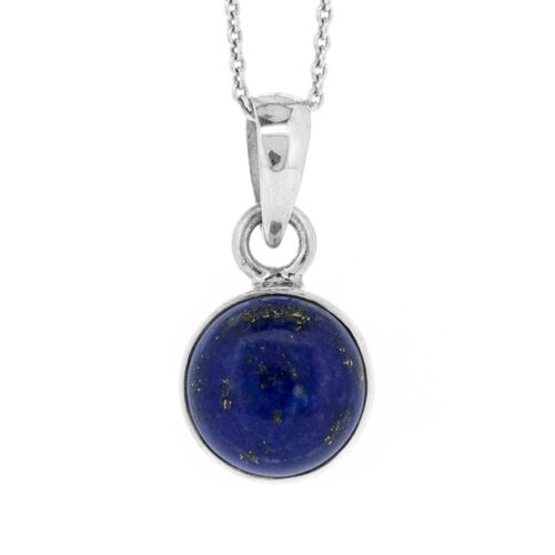 Lapis Lazuli Round Pendant with 18" Trace Chain and Presentation Box
