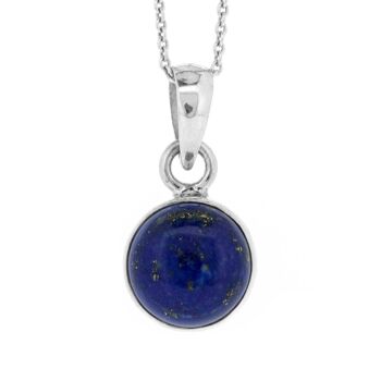 Pendentif rond Lapis Lazuli avec chaîne Trace 18" et boîte de présentation 1