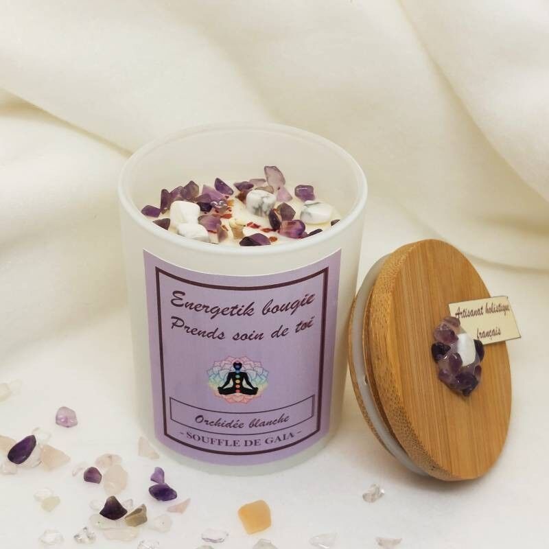 Kümmern Sie sich um sich Kerze - Orchidee - Duftkerze - Lithotherapie-Kerze - Pflegekerze