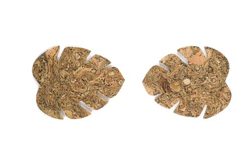 100% cork | NATTURA | Set of 4 Coaster Round Leaf format