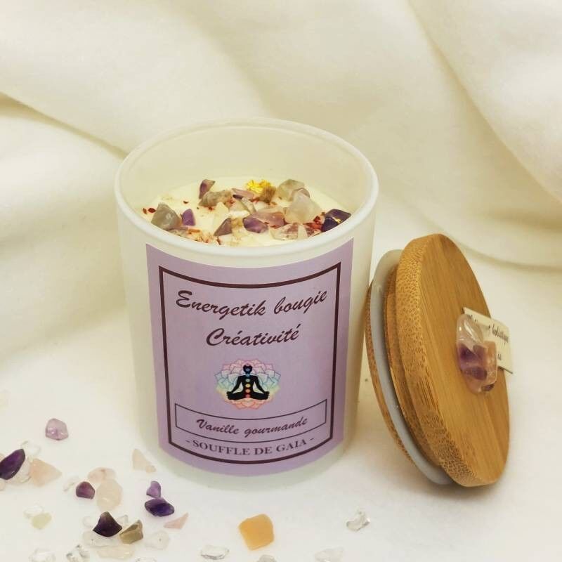 Kreativitätskerze - Vanille Gourmande - Duftkerze Juwel - Lithotherapie-Kerze - Pflegekerze