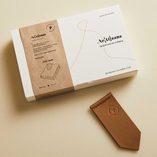 DIY Leather Bookmark Craft Kit, Made in London, Experience in a box - Tan