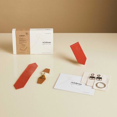 DIY Leather Bookmark Craft Kit, Made in London, Experience in a box - Red