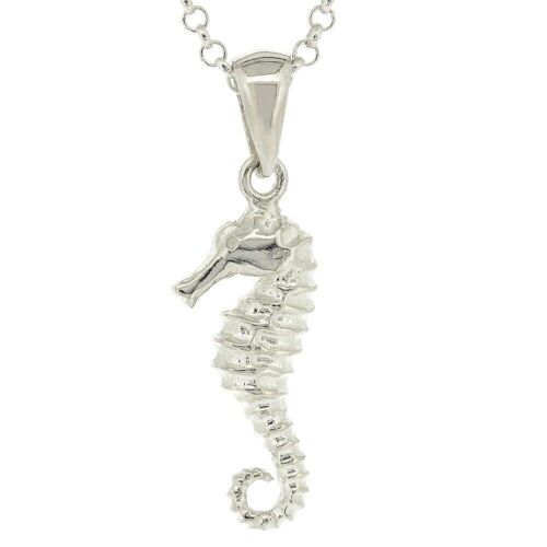 Silver Seahorse Pendant with 18" Trace Chain and Presentation Box