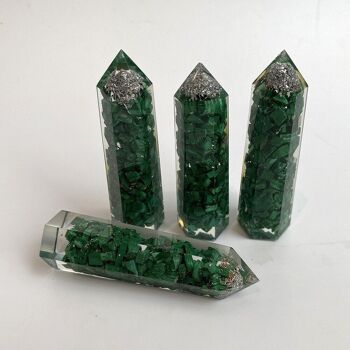 Tour Obélisque Orgonite, 8x2x2cm, Malachite 2