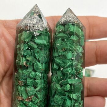 Tour Obélisque Orgonite, 8x2x2cm, Malachite 4