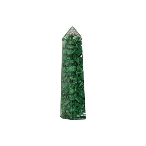 Orgonite Obelisk Tower, 8x2x2cm, Malachite