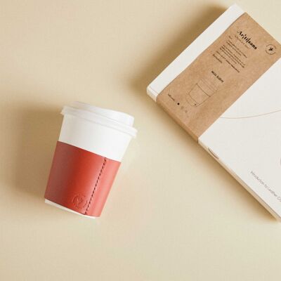 Premium Leather Cup Sleeve, DIY Craft Kit, Experience in a box - Red