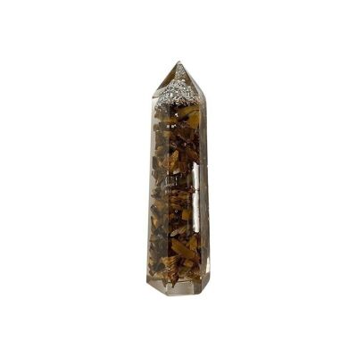 Tour Obélisque Orgonite, 8x2x2cm, Oeil de Tigre