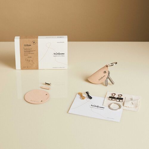 DIY Key wrap, Premium Leather Key Case Craft Kit, Made in London - Natural