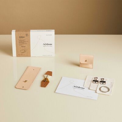 Leather Ring Case, DIY Kit, Made in London, Experience in a Box - Natural