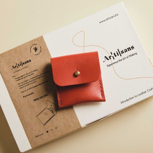 Leather Ring Case, DIY Kit, Made in London, Experience in a Box - Red
