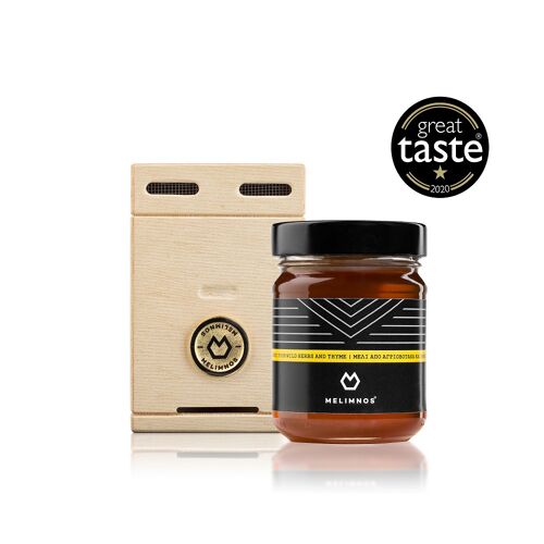 Wooden Gift box Honey from wild herbs & thyme, 250g