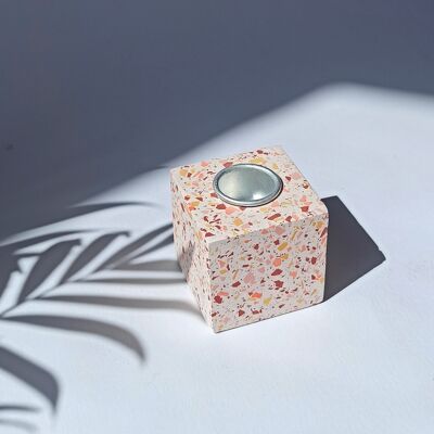 Bougeoir Cube Terrazzo - Tangerine