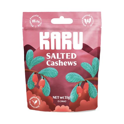 KARU Salted Cashews (35g x 10 pouches per case)