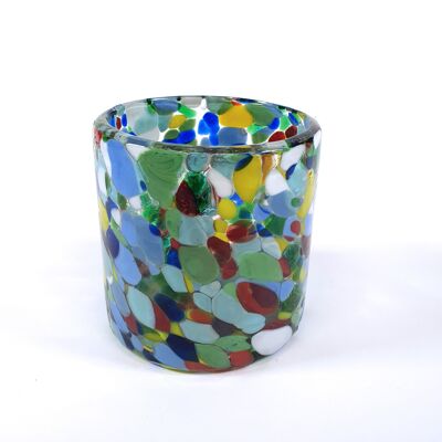 Dulce Edition Multicolour Mexican Vase | Hand Blown Recycled Glass - 8x8cms