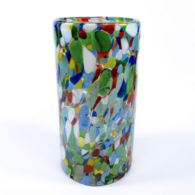 Dulce Edition Multicolour Mexican Vase | Hand Blown Recycled Glass - 16x8cms