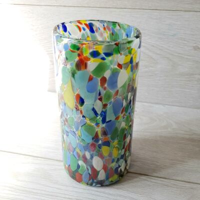 Dulce Edition Multicolour Mexican Vase | Hand Blown Recycled Glass - 20x10cms
