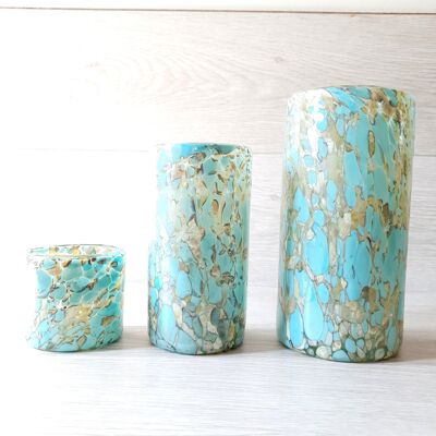 Sirena Turquesa - Marble Turqouise Vase | Mexican Hand-blown - 8x8cms