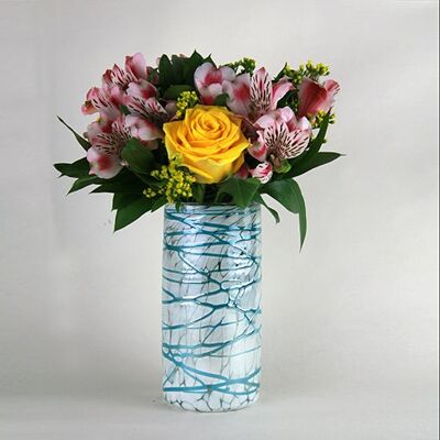 Perla Turquesa - White Turquoise Vase | Mexican Hand-blown Glass - 16x8cms