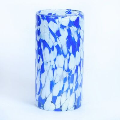 Nube - Artisan Blue & White | Mexican Hand Blown Vase - 16x8cms