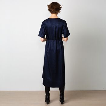 Robe de jour midi soie Jacquard marine 3