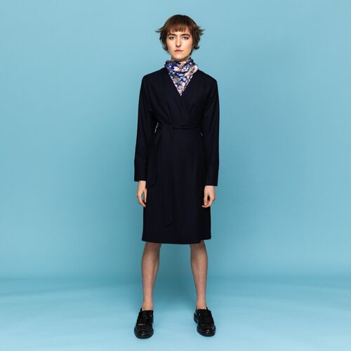 Wrap dress knee length navy