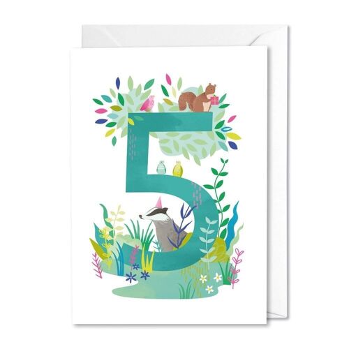 Age 5 Forest Friends card