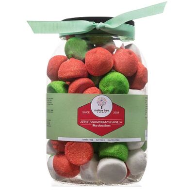 Apple Strawberry and Vanilla Flavoured Marshmallow Balls in a Gift Jar 600 g