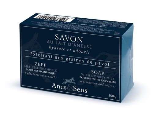 Savon exfoliant au lait d'ânesse et aux graines de pavot 150g