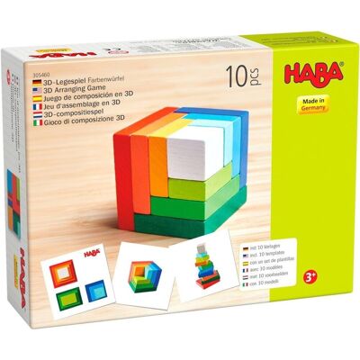 HABA 3D Juego de arreglos Rainbow Cube - Bloques de madera