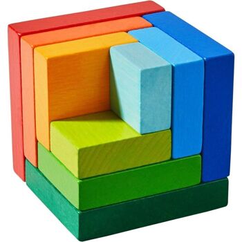HABA Jeu d'arrangement 3D Cube arc-en-ciel - Blocs en bois 3