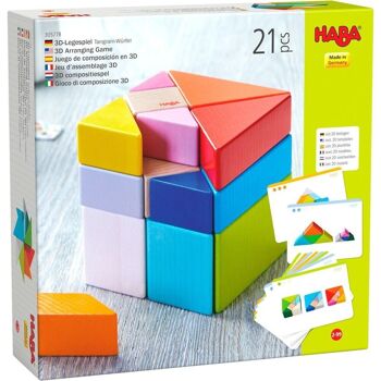 HABA Jeu d'arrangement 3D Tangram Cube - Blocs en bois 1