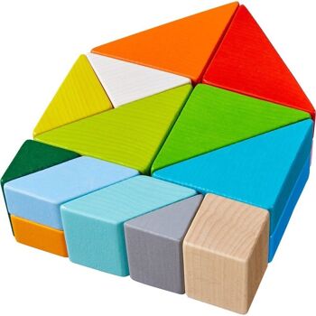 HABA Jeu d'arrangement 3D Tangram Cube - Blocs en bois 4