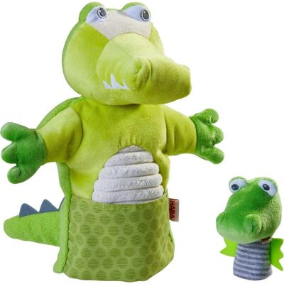 HABA Marionnette à gant Crocodile avec nouveau-né