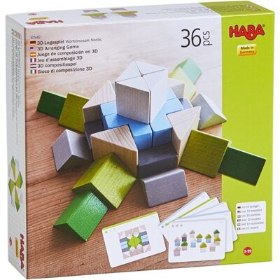 HABA Jeu d'arrangement 3D Nordic Mosaic - Blocs en bois