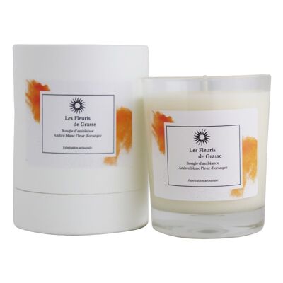 CANDLE 180 GR WHITE AMBER FL D ORANGE