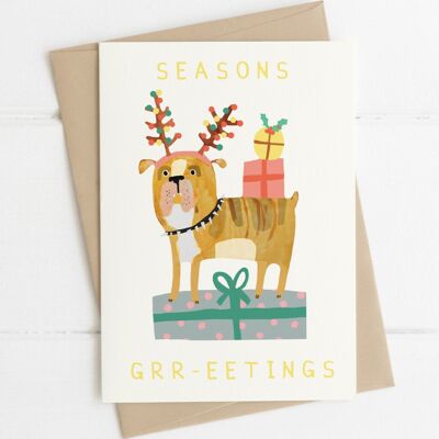 Seasons Grr-eetings Bulldog Christmas Card