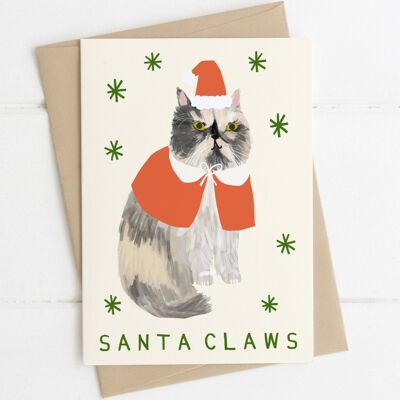 Santa Claws Cat Christmas Card