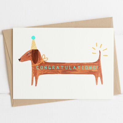 Congratulations Sausage Dog Card
