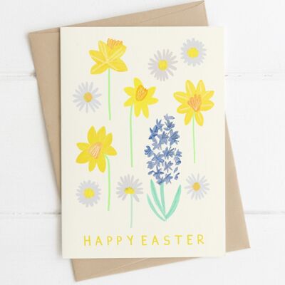 Happy Easter Spring Flowers Card