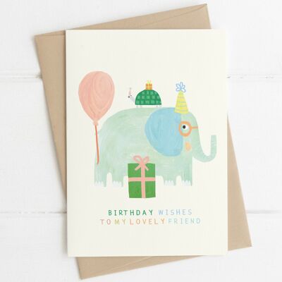Happy Birthday Friend Elephant Card