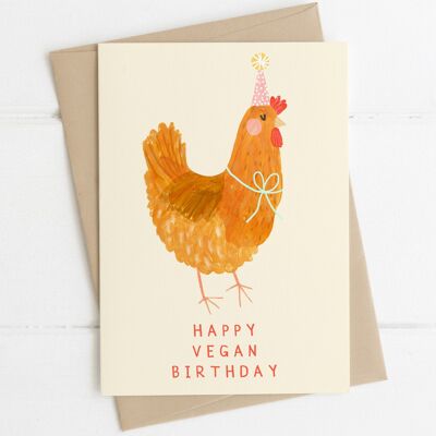 Vegan Chicken Happy Birthday Card