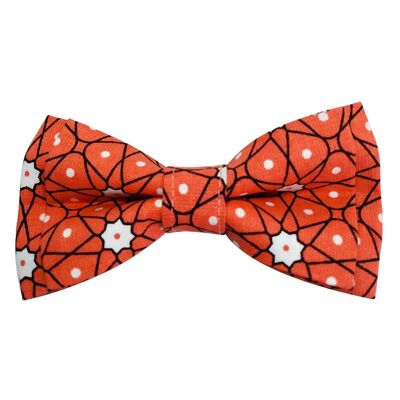 Asanoha children's coral bow tie