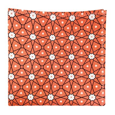 Asanoha coral pocket square