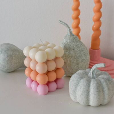 Bubble Tower candle_Naranja y Rosa