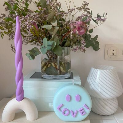 Love Smile Candle_Crema letras rosa