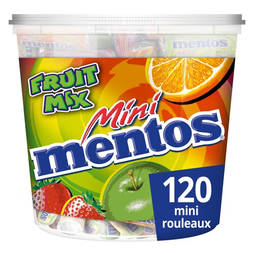 Tubo de 120  Mini Rouleaux Fruits Mentos Bonbons aux Tendres et Croquants , 4 Goûts Assortis