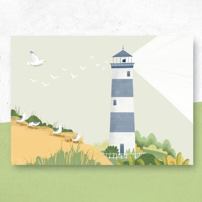 Postkarte Leuchtturm Meerweh