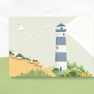Postkarte Leuchtturm Meerweh